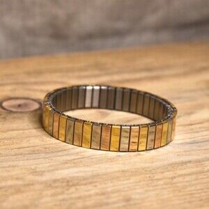 Stretch Watch Band Tri-Color Metal Bracelet Silver Gold Copper/Rose